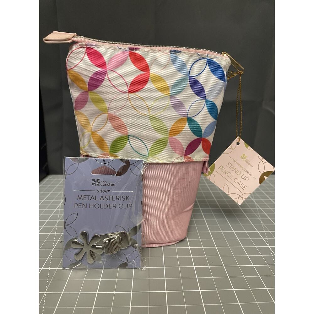 Erin Condren Stand Up Pencil Pen Case And Metal Asterisk Holder Clip